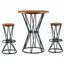 Ensemble de table de bar compacte 3 pièces avec 2 tabourets, plateau rond en panneau de fibres à densité moyenne noyer 31,5 po, structure en métal noir élégant, ensemble de comptoir de cuisine industriel