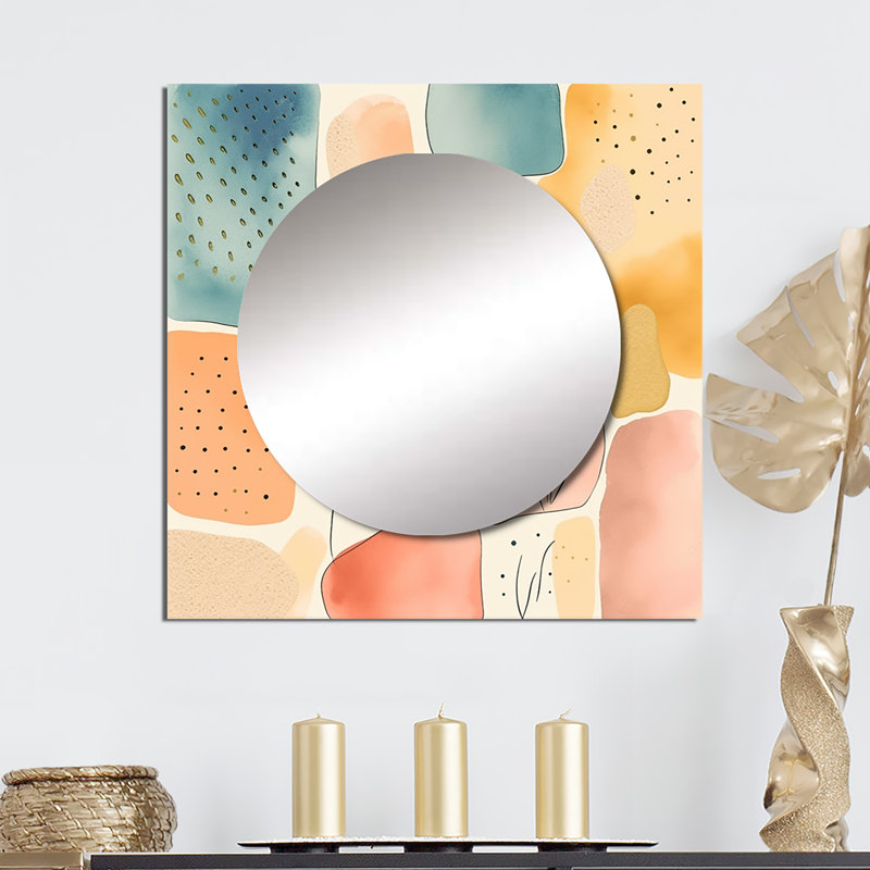 Nadarius - Grand miroir carré géométrique moderne pour décoration murale, 29 po x 29 po