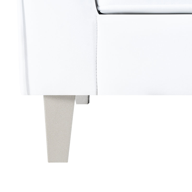 Canapé en velours Ezriah Mid Century, Velours blanc
