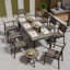 Ensemble repas d'extérieur en aluminium avec table de salle à manger, petite table d'appoint et chaises empilables Loddon-216608246-216608240