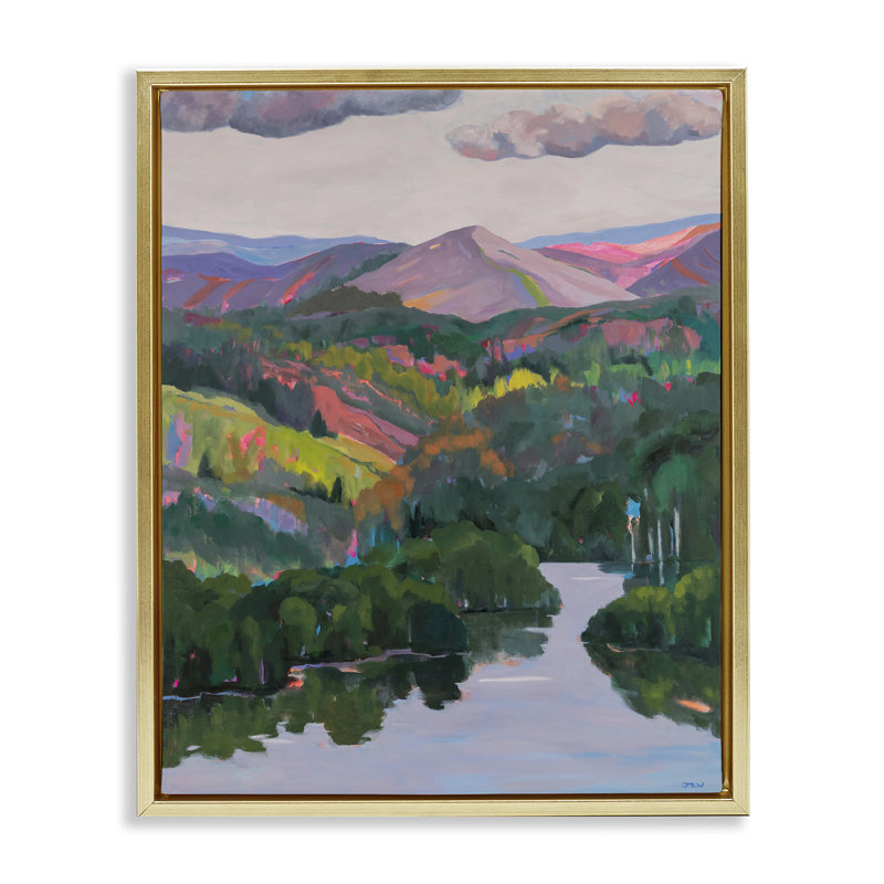 Cadre flottant Park City Mountains, design par Jenny Wantuch, H 21 po x l 17 po, Cadre flottant métallique doré