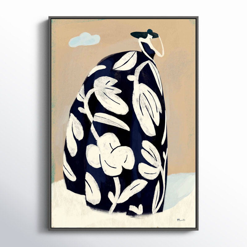 Black Dress Print by Marco Marella For Studio M, 20" H x 14" W x 1.25" D, Black Canvas Framed