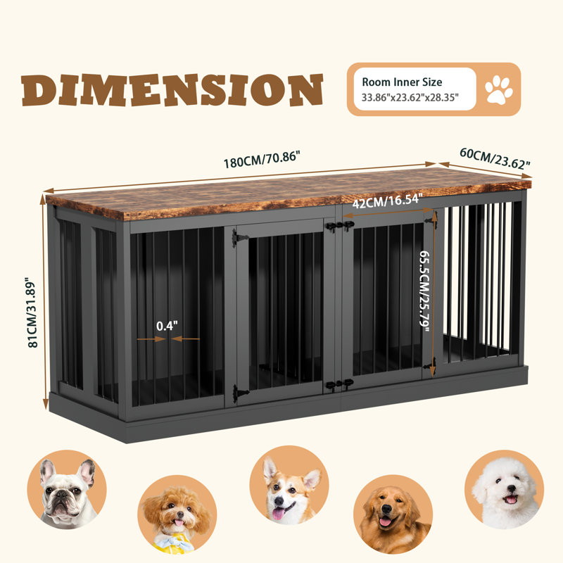 Meuble pour chien 70,9 po, Noir