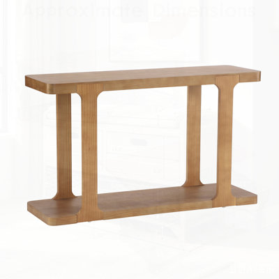 Minimalist Modern Console Table with Inlaid Assembly, Solid Wood Legs, and Pine Veneer, Perfect for Entryway or Living Room