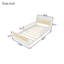 Lit simple en rotin avec lumières DEL et tête de lit, lit plateforme simple avec barrières de sécurité pour enfants, blanc-129591920-129591921