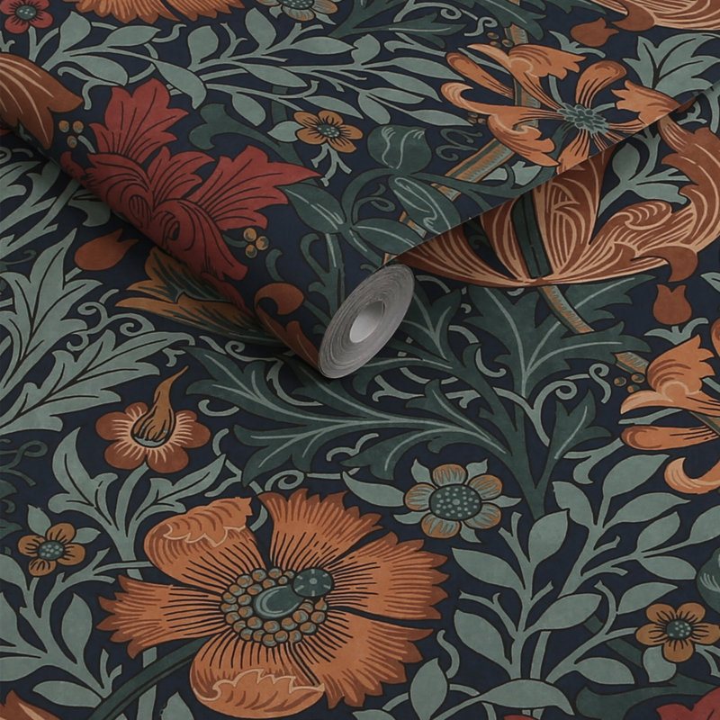 William Morris at Home Compton Ink Blue Wallpaper