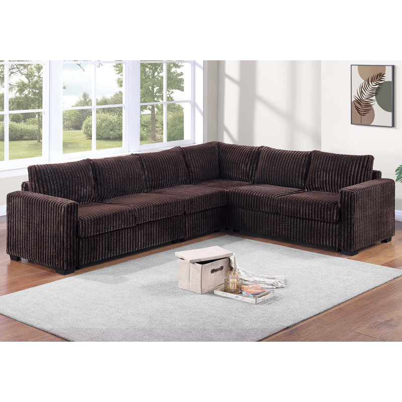 Ailish 4-Piece Sectional Set, Coffee Corduroy