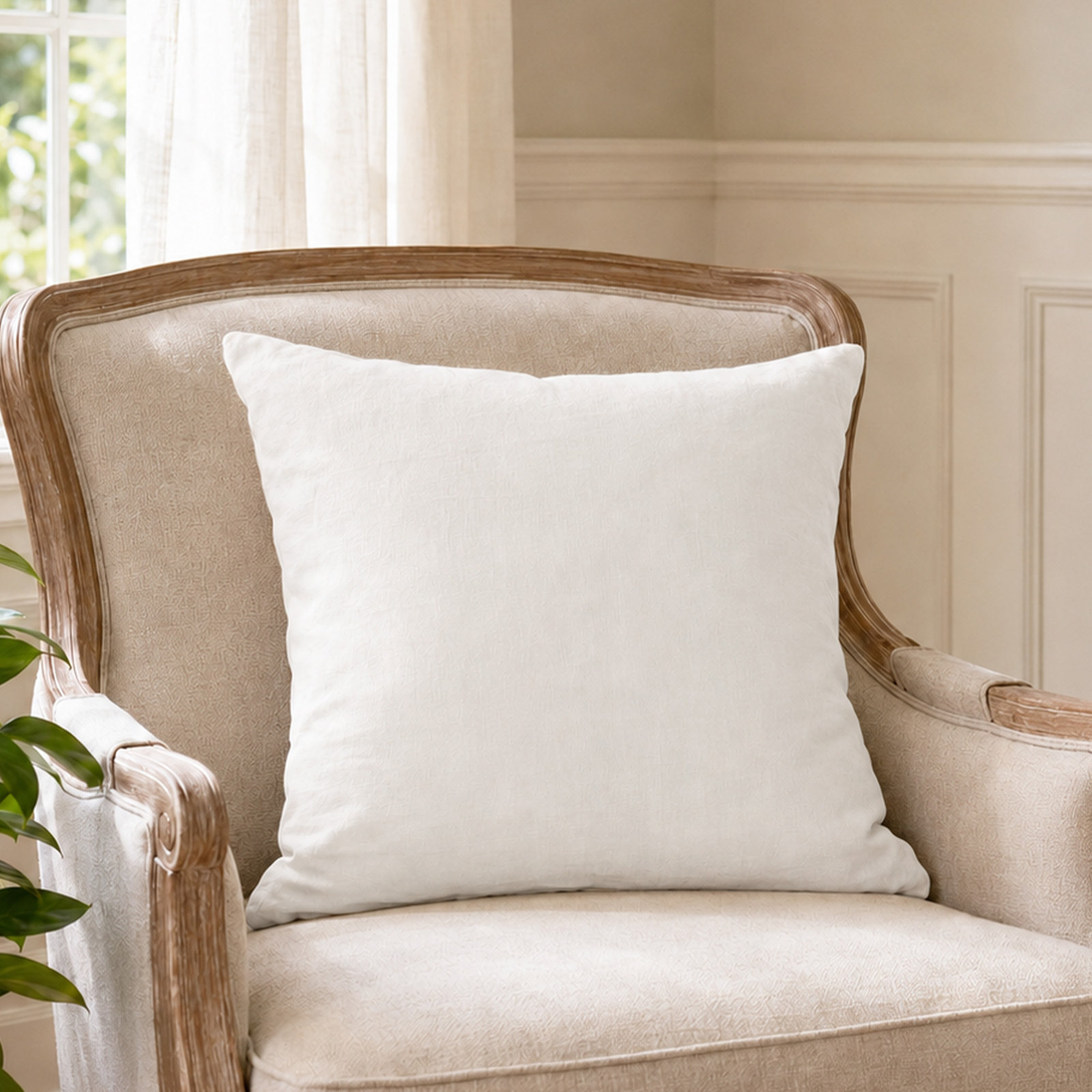 Clara 100% French Linen Accent Pillow, White
