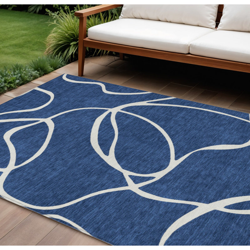 Tapis intérieur lavable abstrait bleu marine 9 pi x 12 pi