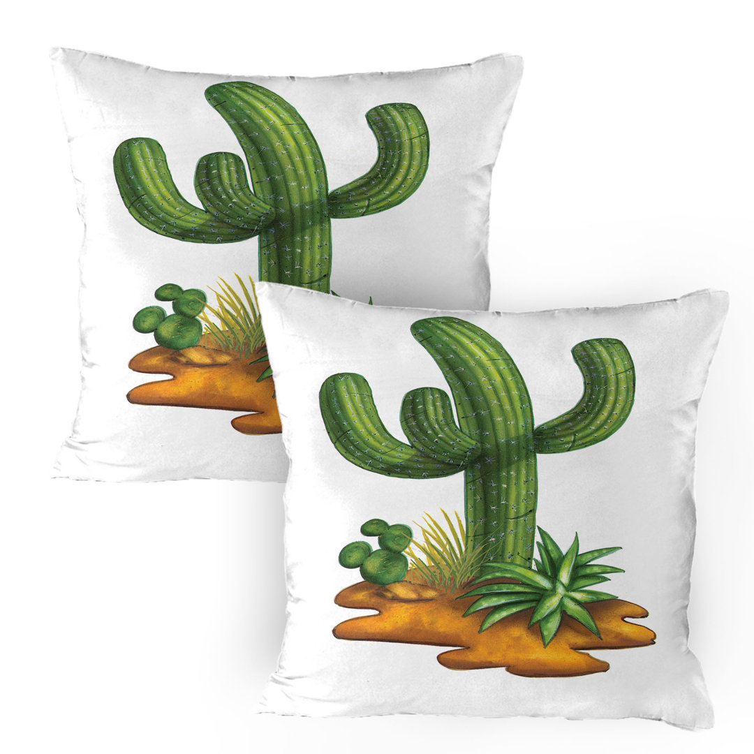 Kissenbezug Packung mit 2, Trockenlandschaft Saguaro, Grün Pale Caramel