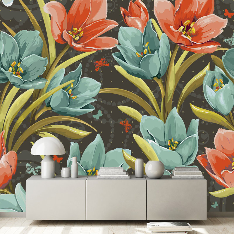 Pre-Pasted Vinyl Floral Wallpaper Roll