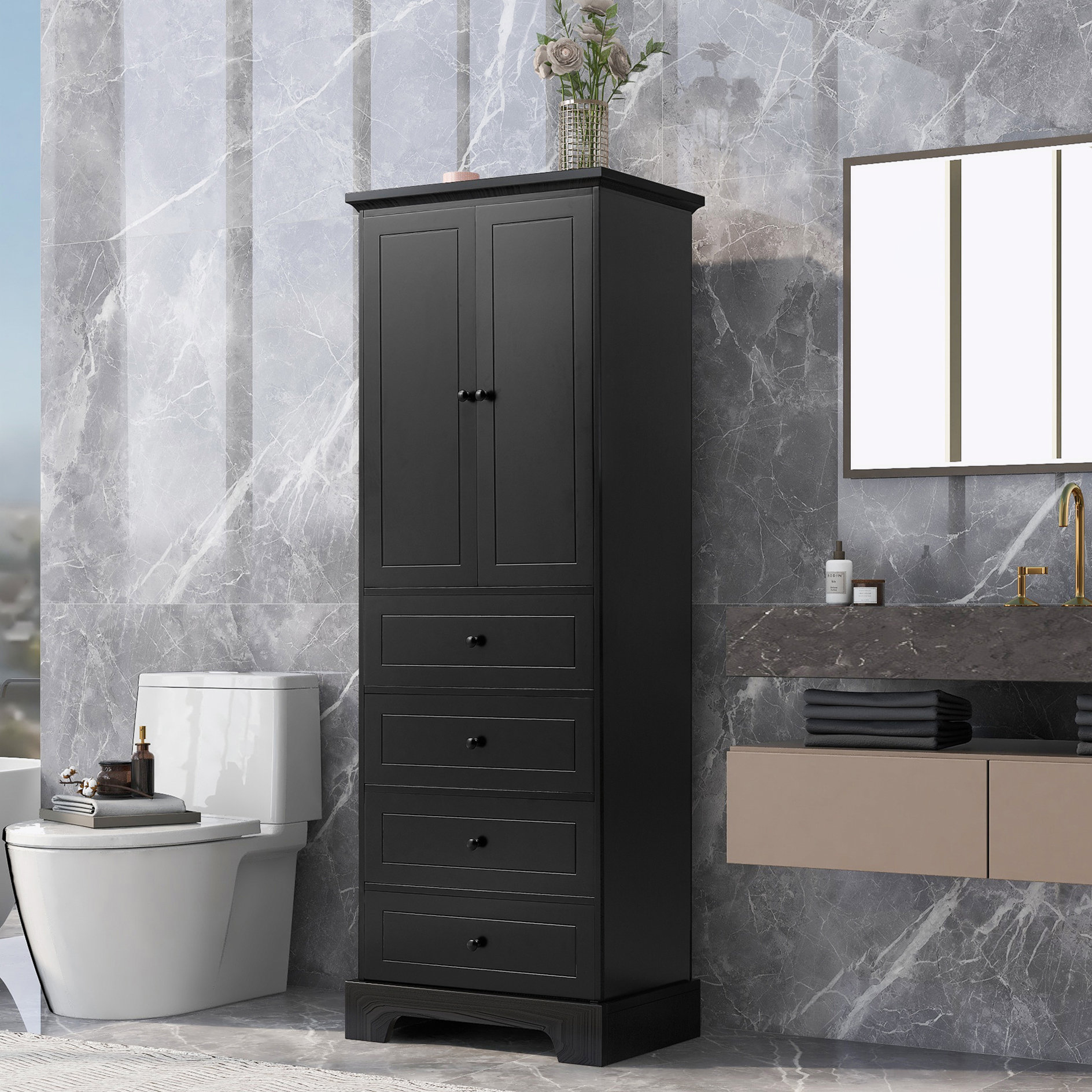 Beachcrest Home Manhattan Freestanding Bathroom Cabinet & Reviews