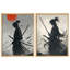 Samurai Warrior, ensemble de 2 reproductions d'art encadrées encadrées à l'encre japonaise-119347116-119347117