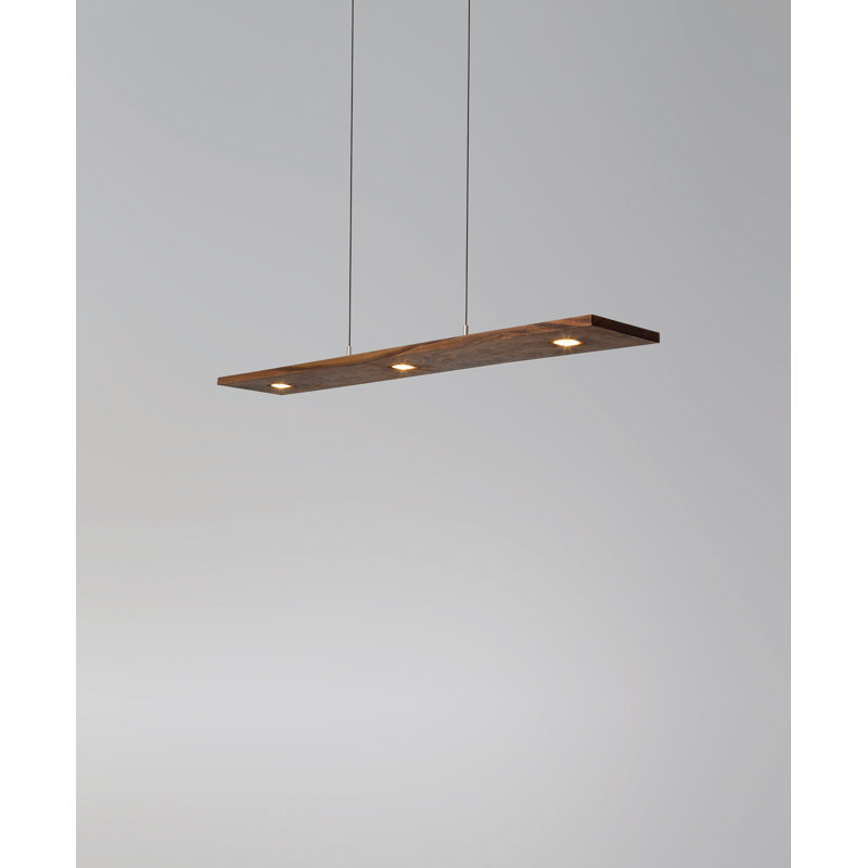 Vix Dimmable LED Pendant, 3500K, 0.75" H x 34" W x 8" D, Oiled Walnut