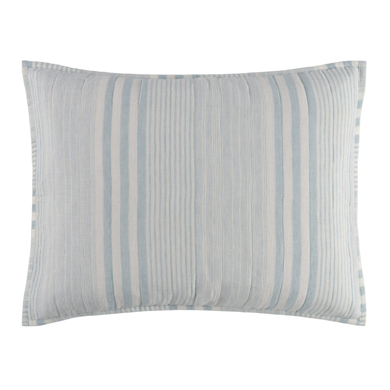 Carolina Sky Stripe Quilted Sham, Light Blue, Standard Sham
