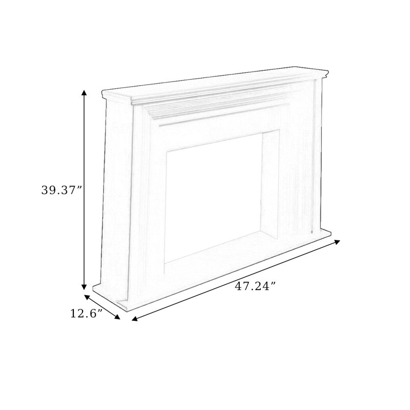 Foyer autoportant en bois massif beige, H 39,37 po x l 47,24 po x P 12,6 po