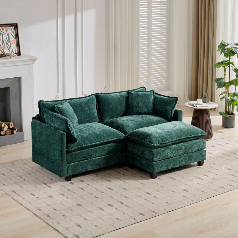 Canapé-lit Cloud, tabouret modulaire moderne en tissu, Vert