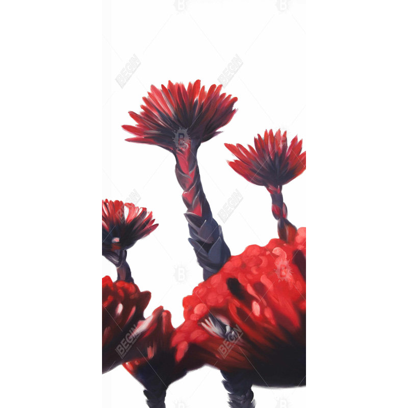 Red tropical flowers - 15.75"x31.50" Desk mat