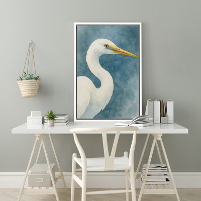 «White Aiget Portrait» sur fond bleu, reproduction d'art sur toile