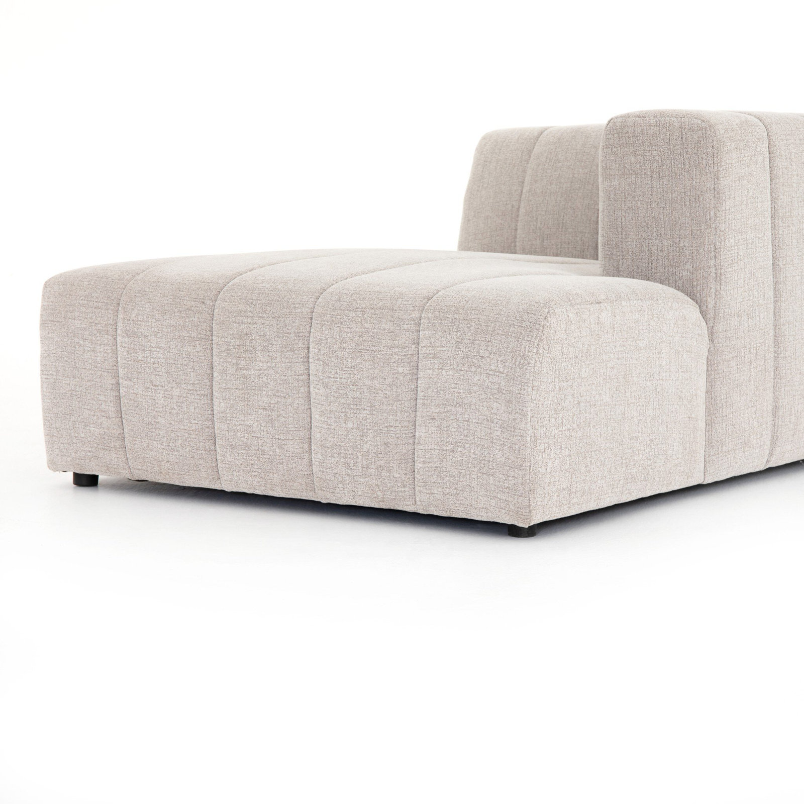 Bowry Channeled Chaise Lounge, Light Gray Napa Sandstone, Right Hand Facing