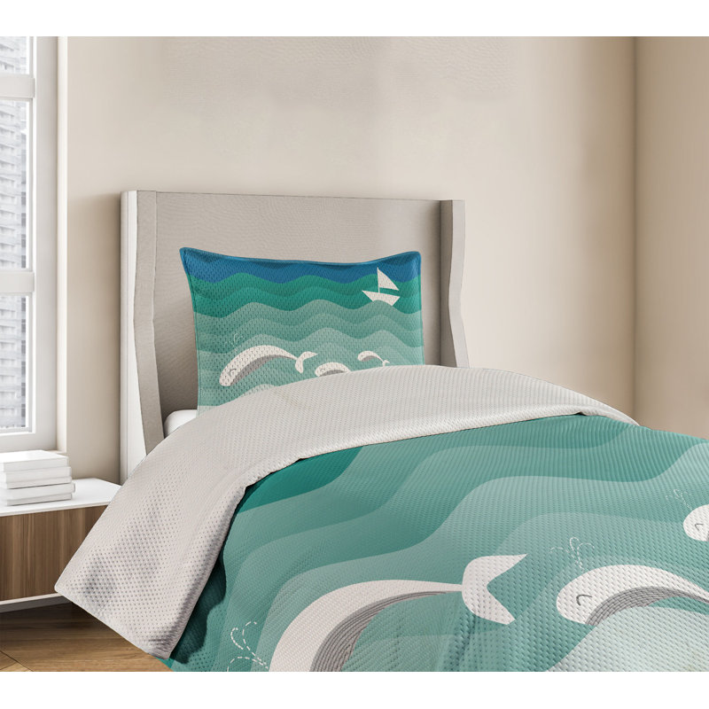 Twin White Quilted Coastal Bedspread Set