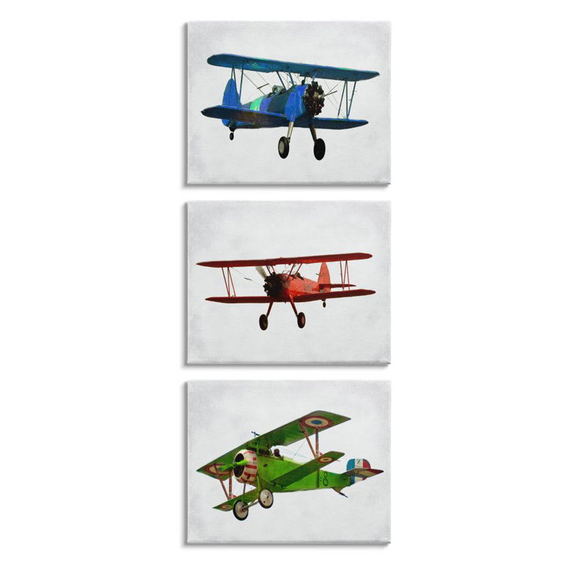 «Retro Planes at Flight Avion Pilots» par Ashley Calhoun - impression d'art graphique, H 20 po x l 16 po x P 1,5 po