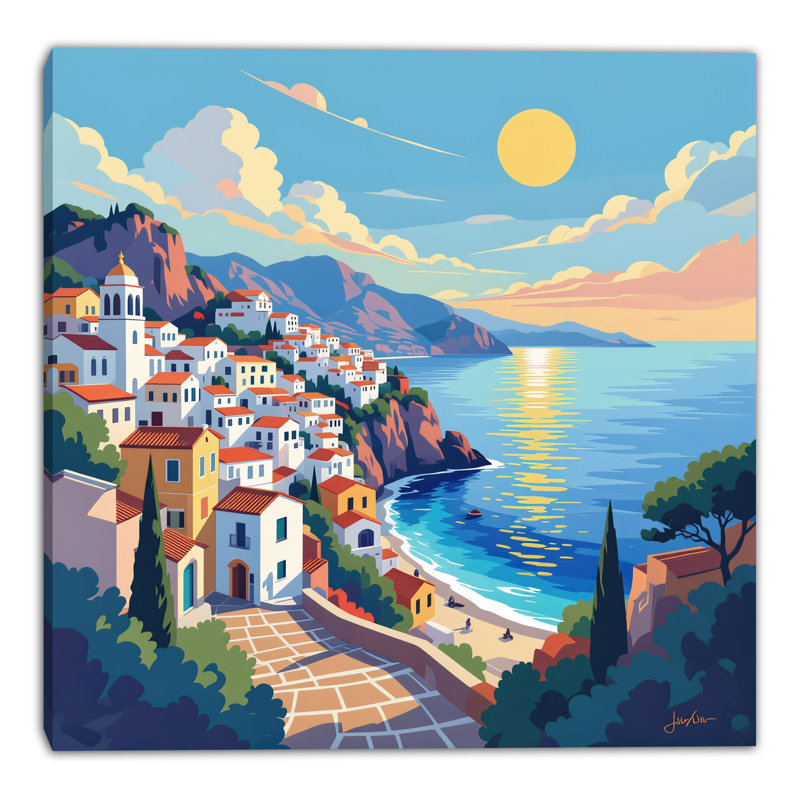 Art méditerranéen sur toile tendue, l 40 po x H 40 po x P 1,5 po