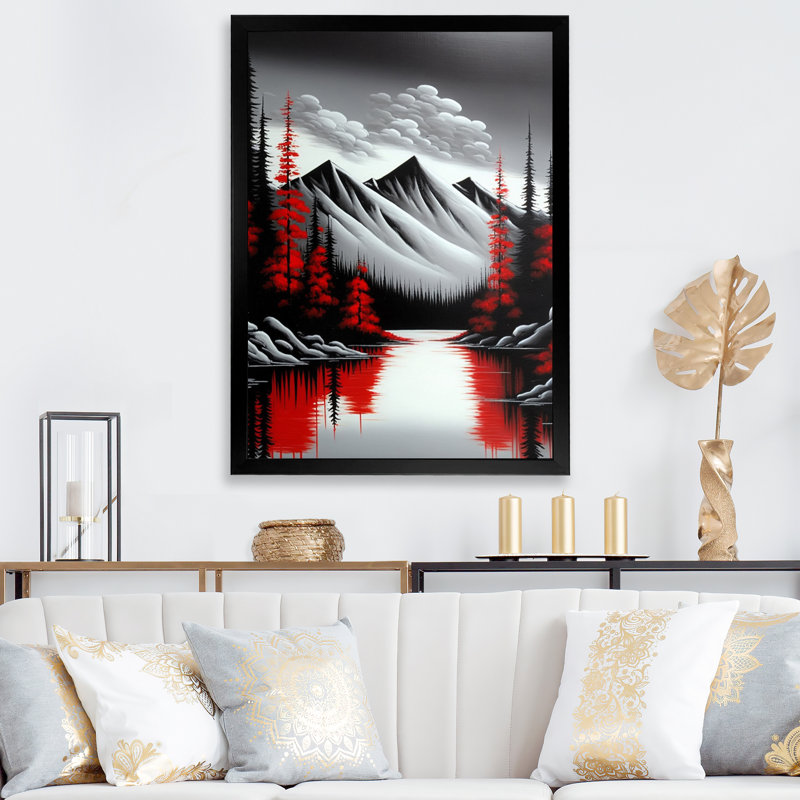 «Autumn Trees In Mountain Landscape», reproduction sur toile, Cadre photo noir, H 20 po x l 12 po x P 1 po
