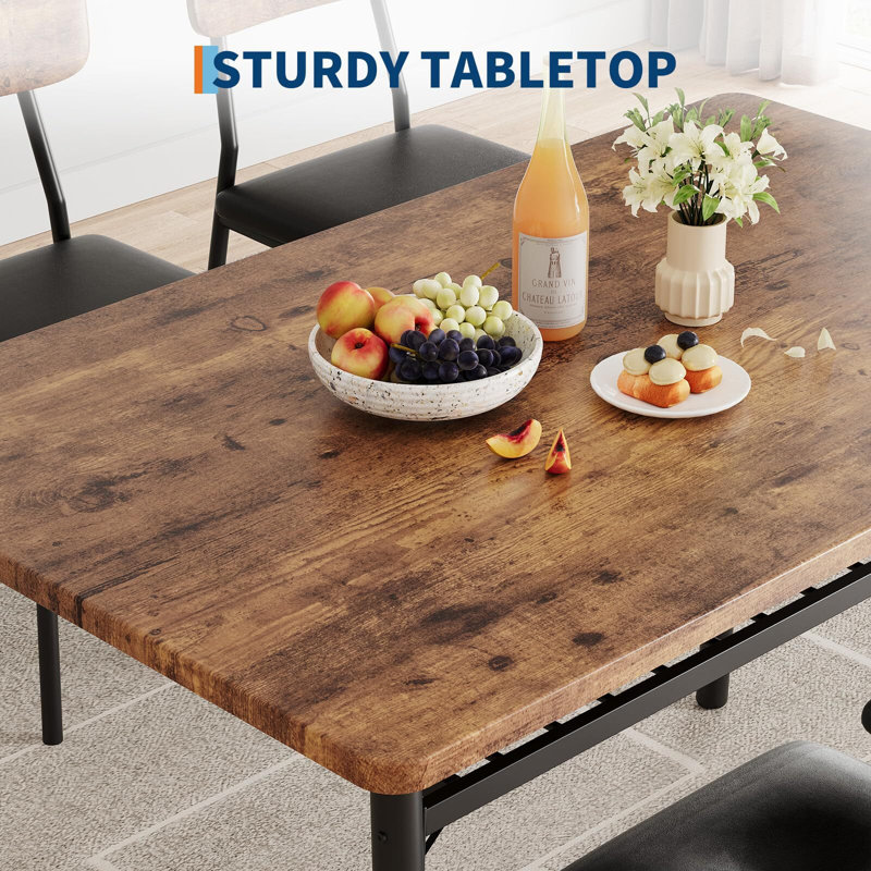 Dining Room Set for 2, 3-Piece Modern Dining Table Set with Metal Frame, Built-in Storage Rack, Space Saving Kitchen Table with 2 Padded Chairs for Dining Room