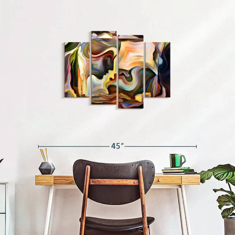 «Passionate Moment», ensemble de 4 toiles abstraites sur toile, H 22 po x l 36 po x P 1 po