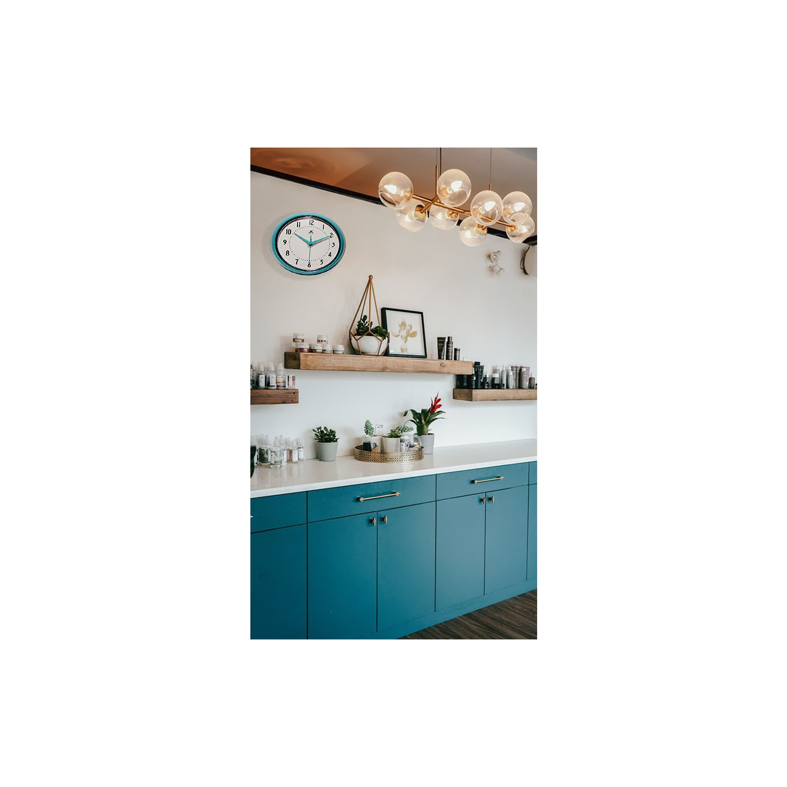 Desdra Metal Wall Clock, Turquoise, Small