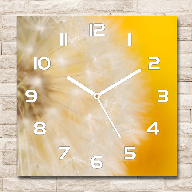 Glass Wall Clock, White/Yellow/Brown