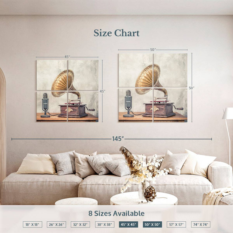 Abarca Mic And Gramophone, 50" H x 50" W