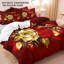 Literie en microfibre à motif rose rouge et or, 1 place, 3 pièces avec 2 taies d'oreiller standard-122272234