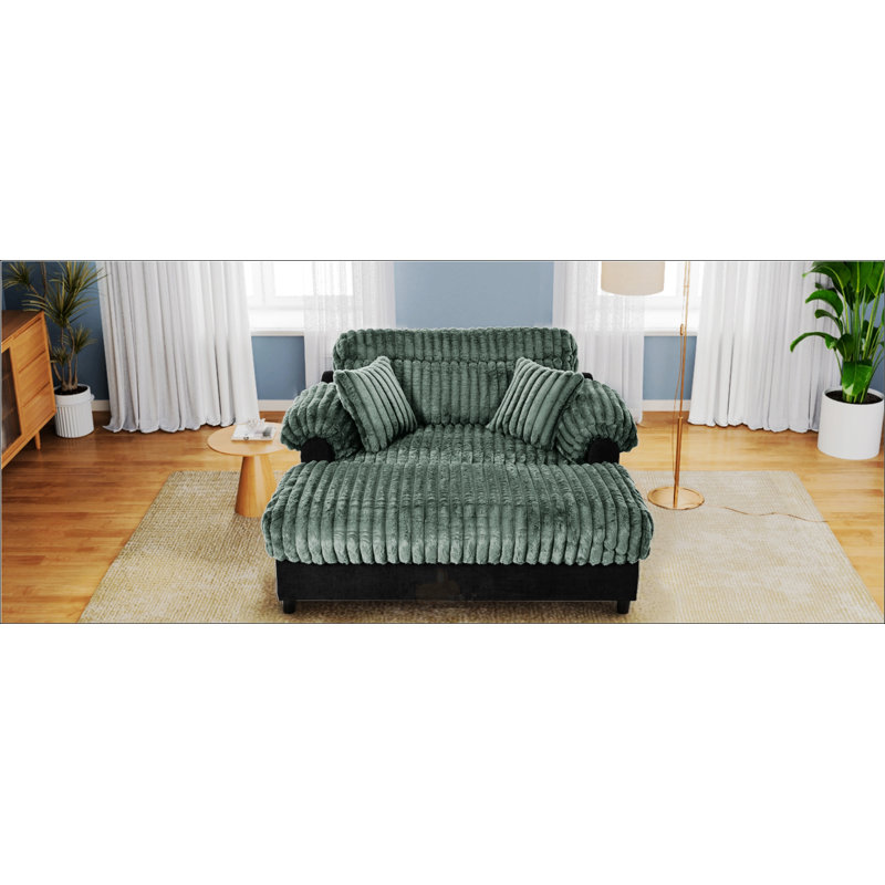 Canapé moderne avec méridienne 62 po Cloud, Green faux fur