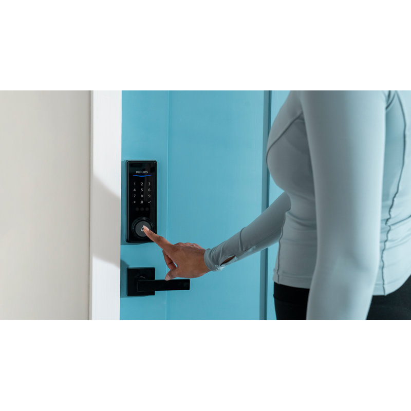 Serrure à pêne dormant Philips avec fonction Wi-Fi verrouillable, Noir mat, Deadbolt & Handle