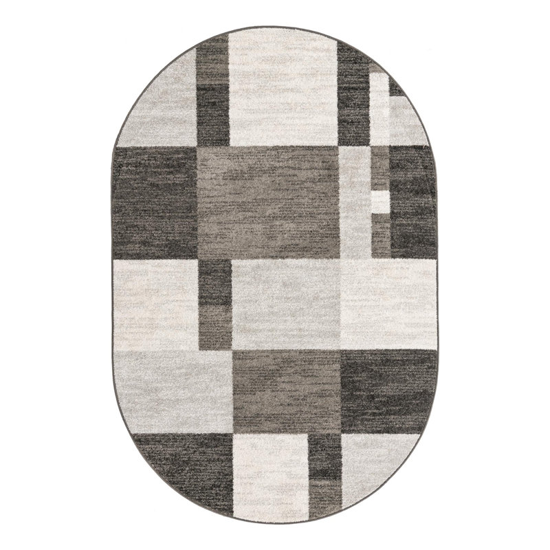 Harender Geometric Indoor Rug, Oval 5'3" x 8'