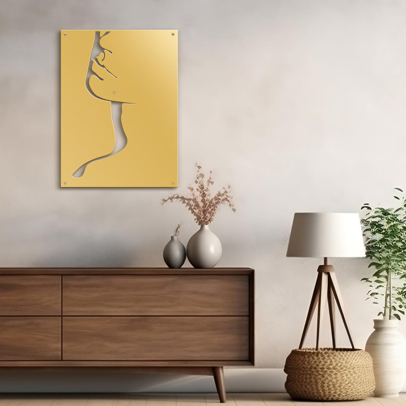 Décoration murale en métal, Or, H 24 po x l 16 po x P 0,05 po
