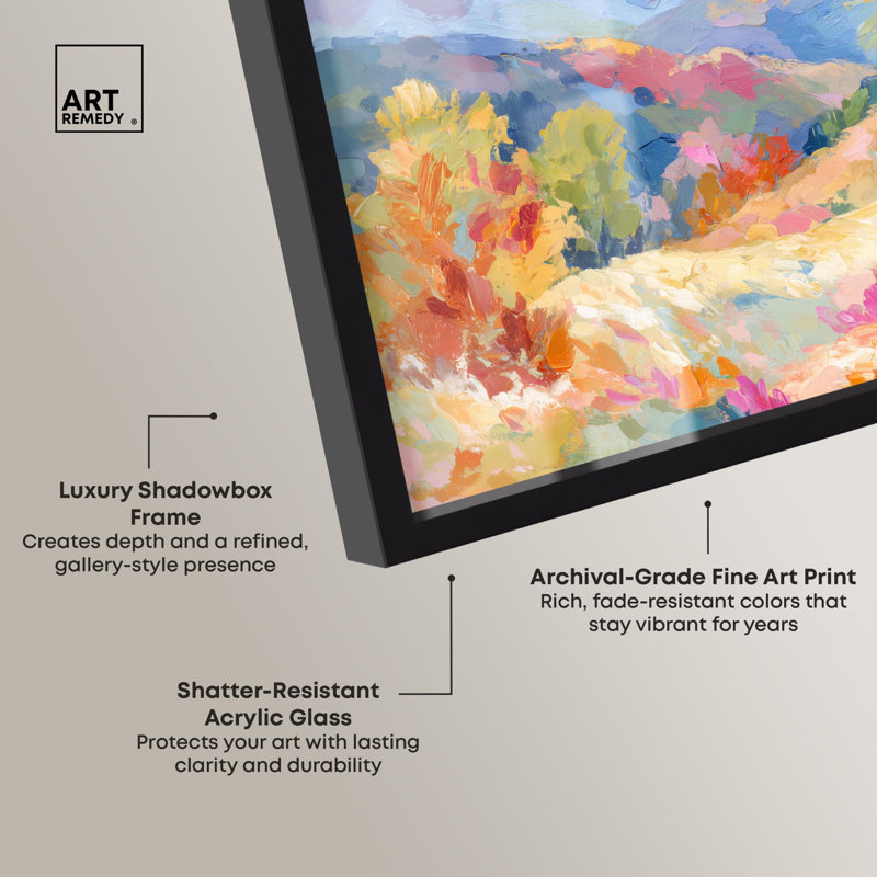 «Colorful Valley II Shadowbox Print Colorful Landscape» par Art Remedy, Noir, H 17 po x l 21 po