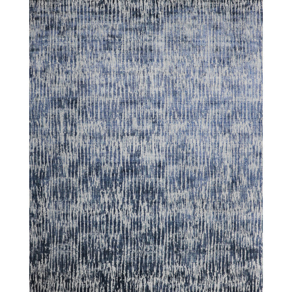 Geometric Hand-Knotted Viscose Area Rug in Blue/Pale Gray Jonathan Adler Rug Size: Rectangle 11' x 13