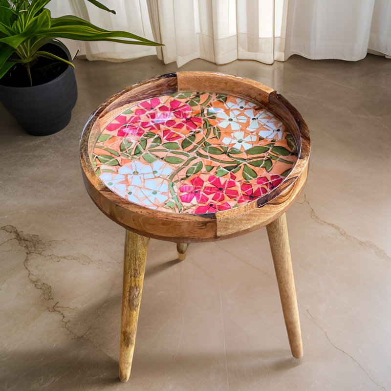 Vecchio Three Leg Round Tray Top Side Table