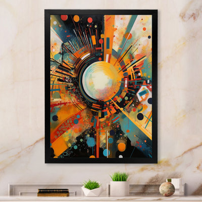 Orange Retro Vibe Background IV - Modern Geometric Canvas Print
