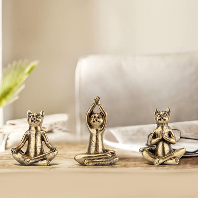 Yoga Cat Statues Yoga Pose Figurine Set of 3