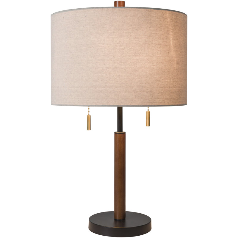 Lampe de table avec chaînette Kenley, Noir / brun