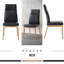 Ensemble de 2 chaises d'appoint en cuir noir et finition noyer