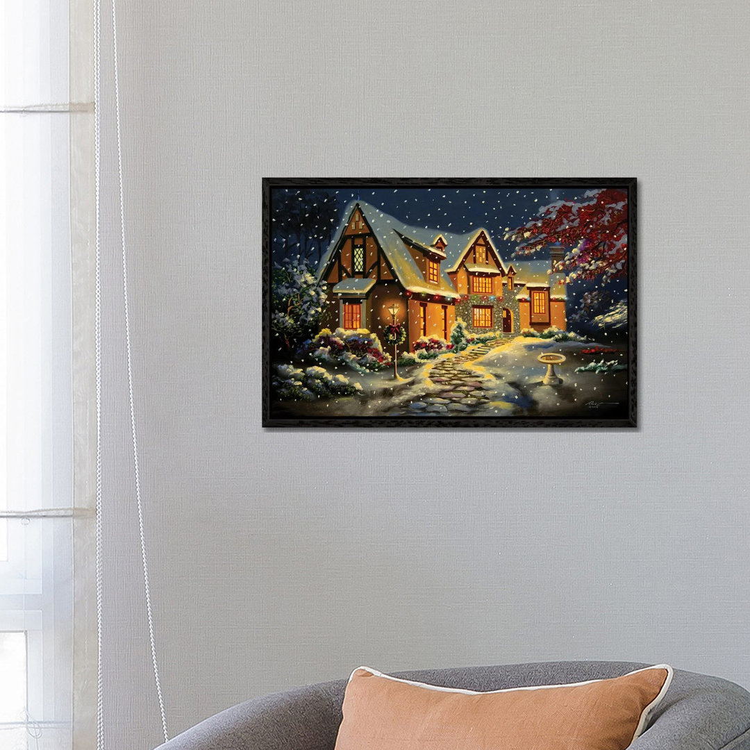 Pretty House Snow Scene von D. "Rusty" Rust - Galerie-umwickelte Leinwand Giclée auf Leinwand