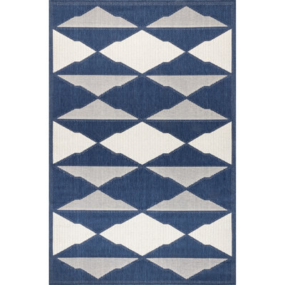 Ashot Geometric Navy Indoor / Outdoor Area Rug
