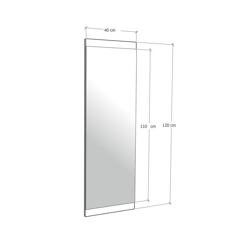 Elegant Walnut Wall Mirror, 47.2 x 15.7 x 0.9 inches | 100% MDF Construction, Horizontally & Vertically Adjustable | Assembled, Solid Color Design | Perfect for Home Decor, Entryways, and Living Spaces