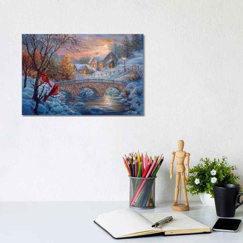 Winter Sunset by Nicky Boehme - Painting on Canvas, 66.04 cm H x 45.72 cm W x 3.175 cm D, Wrapped Canvas