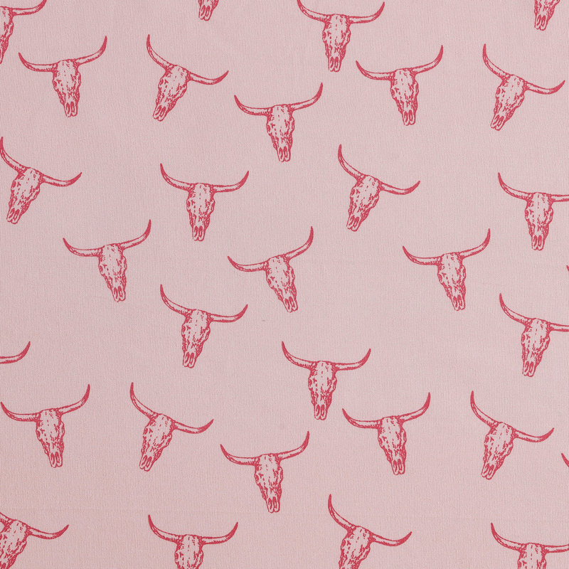Wrangler Printed Cozy Novelty Sheet Sets, King Sheet Set with 2 Pillowcases, Steer Skulls Pink